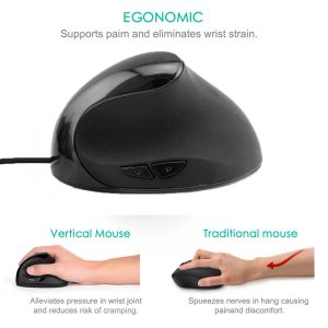 Ratos computador home home portátil wired mouse vertical de alta precisão Camundongos ergonômicos Office Office Office USB 6 Botões ajustáveis DPI pequeno