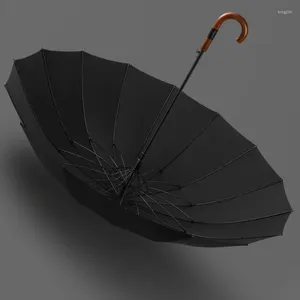 Umbrellas Men High Quality Handle Umbrella Light Large Portable Windproof Strong Wind Automatic Wood Long Guarda Chuva Rain Gear