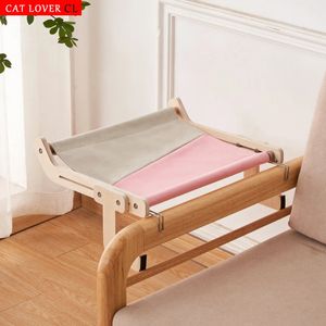 Hanging Pet Cat Bed Window Hammock Sofa House Furniture Kitten Indoor Washable Removable Seat Wooden Sleeping Bed Perch Shelves 240301