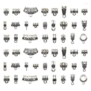 Charms 25pcs Connectors Bail Tube Beads Fit European Charm Bracelet Pendant Tibetan Silver Spacer Bead Hanger For DIY Jewelry Making