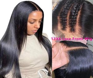 30inch 150 Brazilian Brazilian Glueless Virgin In HairHeatResistant real Swiss Transparent lace front wigs Human Hair Wigs Baby 6493714