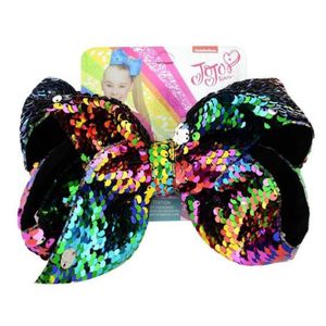 Fiocco per capelli Jojo Siwa da 8 pollici con clip Accessori per capelli con paillettes giganti per ragazze in metallo Papercard 20 stili1297416