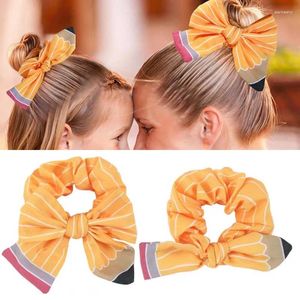 Hair Accessories Oaoleer 2Pcs Back To School Band Fashion Pencil Head Ties Solid Color Elastic Scrunchies For Girls Ponytail Hairstyle