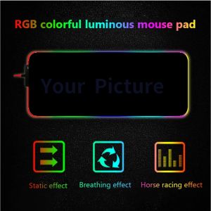 Pads Custom Mat Logo Gloway Gaming Accessories Light LED MOUS PAD med Backlight Keyboard 90x40 Mouse Pad Anime RGB Game Pad för PC