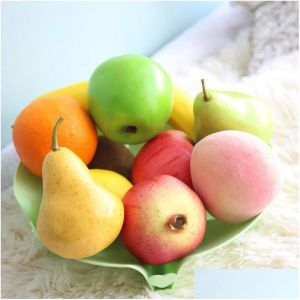 Dekoratif çiçek çelenkleri canlı yapay meyve elma şeftali armut muz limon sahte dükkan pazarı azalma meyveleri dekorasyon damlası 2024303