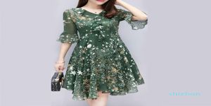 Summer Floral Print Dress Women Casual Dress Chiffon Flower V Neck Ruffle Tunic Elegant Empire High Waisted Woman Dress6920440