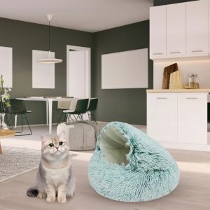 Mats Plush Pet Cat Bed Semi Enclosed Cat Nest Kennel Comfortable All Seasons Warm Basket Soft Fluffy Cushion Pet Supplies