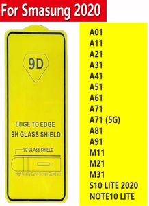 Capa de cola completa 9D Protetor de tela de vidro temperado para Samsung Galaxy A01 A11 A21 A31 A41 451 A61 A71 A81 A91 M11 M21 M312373165