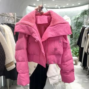 Parkas 2023 Autumn Winter Jacket Women Retro British Style duża klapa luźna biała swobodna ciepła płaszcz Korean Chic Y2K grube płaszcze