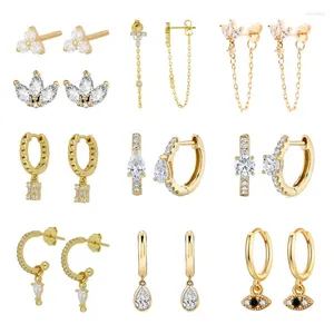 Studörhängen Crmya Gold Plated Higgle Ear Ring Big CZ Zircon Korean Hoop For Women Dangle Drop Earring smycken grossist