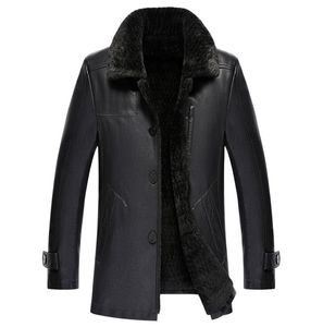 2020 New Winter Men Leather Coat Fashion Fashion Winter Leather Jacket Men Fur Collar Velvet Inside Snow Warm Coats Jaqueta de Couro9388297