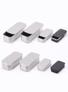 Empty Small Rectangle White Black Mint Cosmetic Brow Soap Solid Perfume Lip Balm slide top rectangular metal Tin Case Box Containe4969572