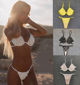 Modedesigner flicka badkläder spetsar push up baddräkt bikini set thongs toppkläder strand lady casual sexig halter baddräkt4564831