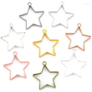 Encantos 5 pçs 8 cores estrela charme oco cola em branco pingente bandeja moldura diy artesanal para acessórios de jóias 35 32mm b1108