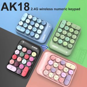 Tangentbord Ajazz AK18 Universal Numeric Keyboard 18 Keys Mini Numeric Keypad 5.0 Bluetooth Wireless 2.4G USB för Laptop Desktop PC