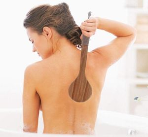 Torra hudens kroppsborstebad Exfolierande borste naturliga borst Back Scrubber med långt trähandtag för dusch Ta bort Dead5835328