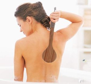 Spazzola per il corpo della pelle secca Spazzola esfoliante per il bagno Setole naturali Scrubber per la schiena con manico lungo in legno per la doccia Rimuovi Dead5835328