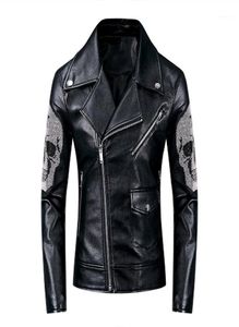 Men039s Pelliccia sintetica KIOVNO Moda uomo Punk Giacche e cappotti in pelle Modello teschio Moto Pu Outwear per uomo Nero16879157