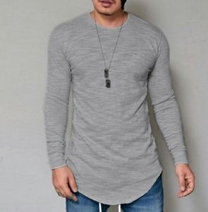 Plus storlek XXXL Summer Autumn Fashion Casual Slim Elastic Soft Long Sleeve Men T Shirts Without Necklace Man Fit Tops Tee Drop Shi6907829