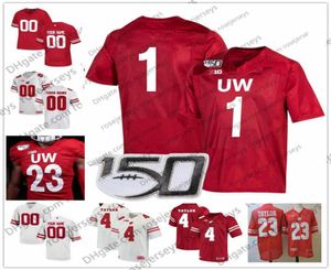 Custom Badgers 2019 150th Football 27 Rafael Gaglianone 45 Alec Ingold 81 Troy Fumagalli 84 Jake Ferguson 87 Quintez Cephus White 1371988