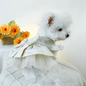 Dog Apparel Pet Dress With Sleeves Sleeve Bow Decoration For Fancy Wedding Party Fashionable Clothes Supplies Trendy