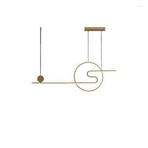 Pendant Lamps Nordic Simple Gold/black LED Bar Chandelier Lighting Modern Office Restaurant Kitchen Study Hanging Fixture Strip