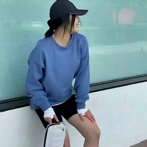 Lu Align Hoody Coat Jacket T-Shirt Outfit Womens Sports Lul Yoga Loose Top Round Neck Long Sleeve Fabric Wrap Hip Casual Outdoor Jogger Gry Lu-08 2024