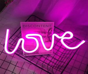 Nattljus ledde Neon Love Form Light Sign Lamp Battery USB Dubbeldriven nattljus för inomhus julbröllop födelsedag3169860