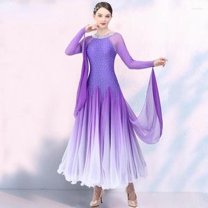 Sahne Giyim Standart Balo Salonu Dans Elbiseleri Uzun Kollu Flamenko Waltz Rekabet Elbisesi Ulusal Modern Performans