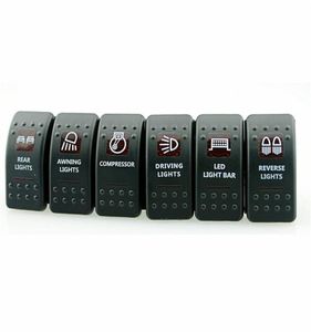 Czerwona LED Car Light Control Onoff Illumined Rocker Rocker Switch Can Van Dash Boat Marine9375002