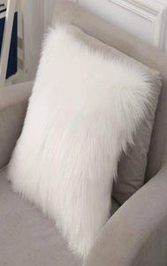 fluffiga kuddar täcker långa plysch päls vita kuddar täcker dekorativa kuddar säng soffa super mjuk kudde fall 45x45cm8405607