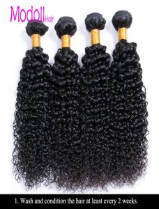 Brezilyalı Kinky Kıvırcık İnsan Saç Demetleri Jerry Curls 34 Paket 1032 İnç Doğal Renk Virgin Remy Saç Uzantıları9032227