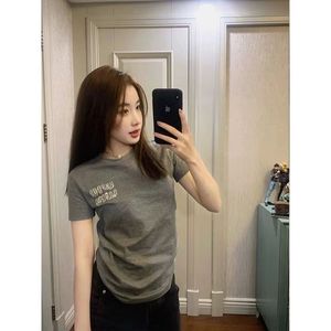 MIN Small slim short sleeve T-shirt women's round neck shirt 2024 summer sports and leisure striped half sleeve T-shirt Asian size S-XXL