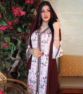 Sukienki swobodne muzułmanki na Bliskim Wschodzie Odzież Oman Arabski Kwiat Abaya Ramadan Eid Jalabiya Dubai Turcja Marokan Kaftan HIJ5007439