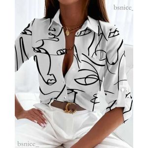 2024 Designer Women Lapel Neck Shirt New Spring Printed Blue Floral Bluses Fashion Shirts Tops Long Sleeved Shirt 3184