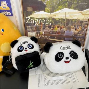 School Bags Personalized Cute Cartoon Plush Giant Panda Crossbody Bag Customized Embroidered Name One Shoulder Doll Backpack Girl Gift