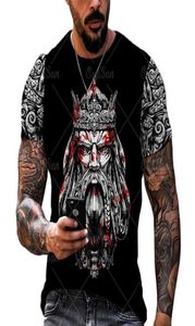 Viking Symbol Tattoo Raven 3D Printed Men Tshirts Harajuku Fashion Kort ärm Tshirt Summer Loose Streetwear Unisex Tops Tee 2205508982