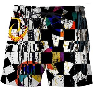 Menshorts 3D Abstract Mönster Beach Men Bermuda Swimsuit Board Summer Quick-Dry Byble Pants