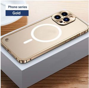 Luxury Metal Frame Macsafe Magnetic Cases for Magsafe IPhone15 13 Pro Max 14 Plus 12 Mini 13Pro 12Pro IPone Mac Safe Cover Support Wireless Charging