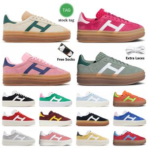 Platform Gazelle Bold Kadın ayakkabıları mı Designer Cream Collegiate Green Suede Leather Pink Glow Gum Gazelles White Black Super Pop Flat Trainers Sneakers