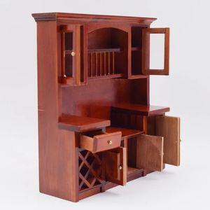 1 12 Scale Wooden Dollhouse Miniature Kitchen Cabinet Pretend Play Furniture for OB11 BJD Doll Accessories Toy 240301