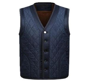 Waidx väst västen män ärmlös fleece jacka herrar varma vinter tjocka manliga västar gamla män lös blå varm gilet chaleco drops7333147