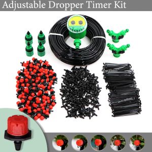 Sprayers 50m Garden Self Automatic Timer Watering System 1/4" Hose Drip Irrigation Kit Adjustable Dripper Sprinkler Device for Greenhouse