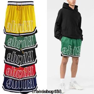 High Street Brand Rhude American Retro Sports Shorts Mens Trendy Loose Hip Hop Basketball Mesh Capris