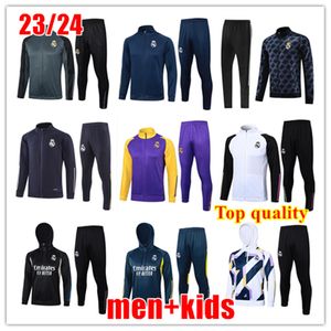 2023 Real Madrids Tracksuit Hooded Soccer Set Men and Kids Football Kit Chandal Futbol Sursetement 23 24 New Real Madrides Training Suit Soccer Jacket Sweatshirt Top