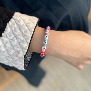 チャームブレスレットC.Quan Chi Heishi Beaded Fashion Women Jewelry Alphabet Bangle for Vibrant Womanストレッチ2024