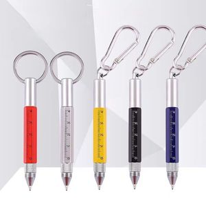 Multifunktionellt verktyg Pen Nyckelring Pen Bollpunkt Pen Outdoor Tool Pen Ruler Spirit Level Writing Presents