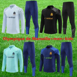 Crianças Homens Futebol Tracksuits MILIK PAYET Marselha Survetement Jaqueta 22 23 24 Fottball Treinamento Terno Veste Maillot de Foot Olympique OM Treino Futebol Jogging