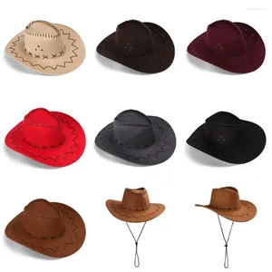 Berets Women Men Cowboy Hat Western Suede Cowgirl Hats Fashion West Fancy Dress Party Nekury Unisex Cap