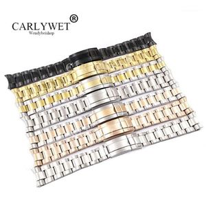 CARLYWET 20 21mm Whole Silver Gold Rose Gold Black 316L Solid Stainless Steel Watch Band Belt Strap Bracelets For1301E